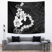 American Samoa Lotu Tamaiti Tapestry White Sunday Plumeria Black Vibe LT9 Black - Polynesian Pride