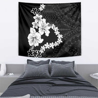 American Samoa Lotu Tamaiti Tapestry White Sunday Plumeria Black Vibe LT9 - Polynesian Pride