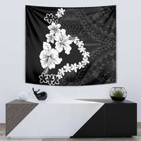 American Samoa Lotu Tamaiti Tapestry White Sunday Plumeria Black Vibe LT9 - Polynesian Pride