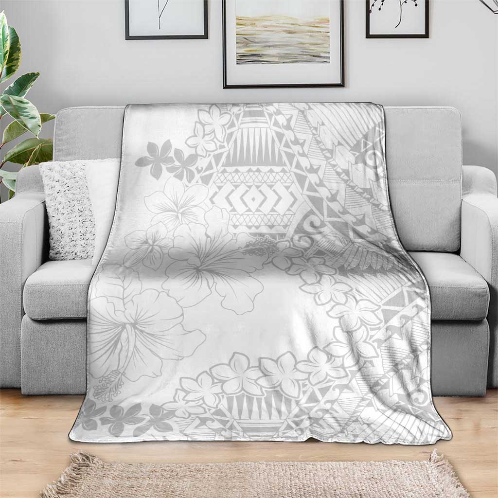 American Samoa Lotu Tamaiti Blanket White Sunday Plumeria White Vibe LT9 - Polynesian Pride