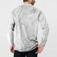 American Samoa Lotu Tamaiti Button Sweatshirt White Sunday Plumeria White Vibe LT9 - Polynesian Pride