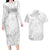 American Samoa Lotu Tamaiti Couples Matching Long Sleeve Bodycon Dress and Hawaiian Shirt White Sunday Plumeria White Vibe