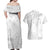 American Samoa Lotu Tamaiti Couples Matching Off Shoulder Maxi Dress and Hawaiian Shirt White Sunday Plumeria White Vibe