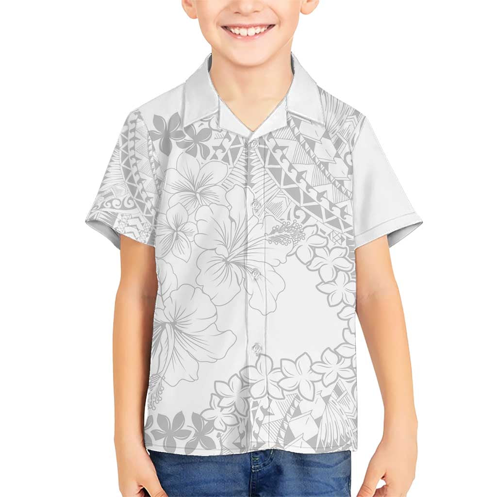 American Samoa Lotu Tamaiti Kid Hawaiian Shirt White Sunday Plumeria White Vibe LT9 Kid White - Polynesian Pride