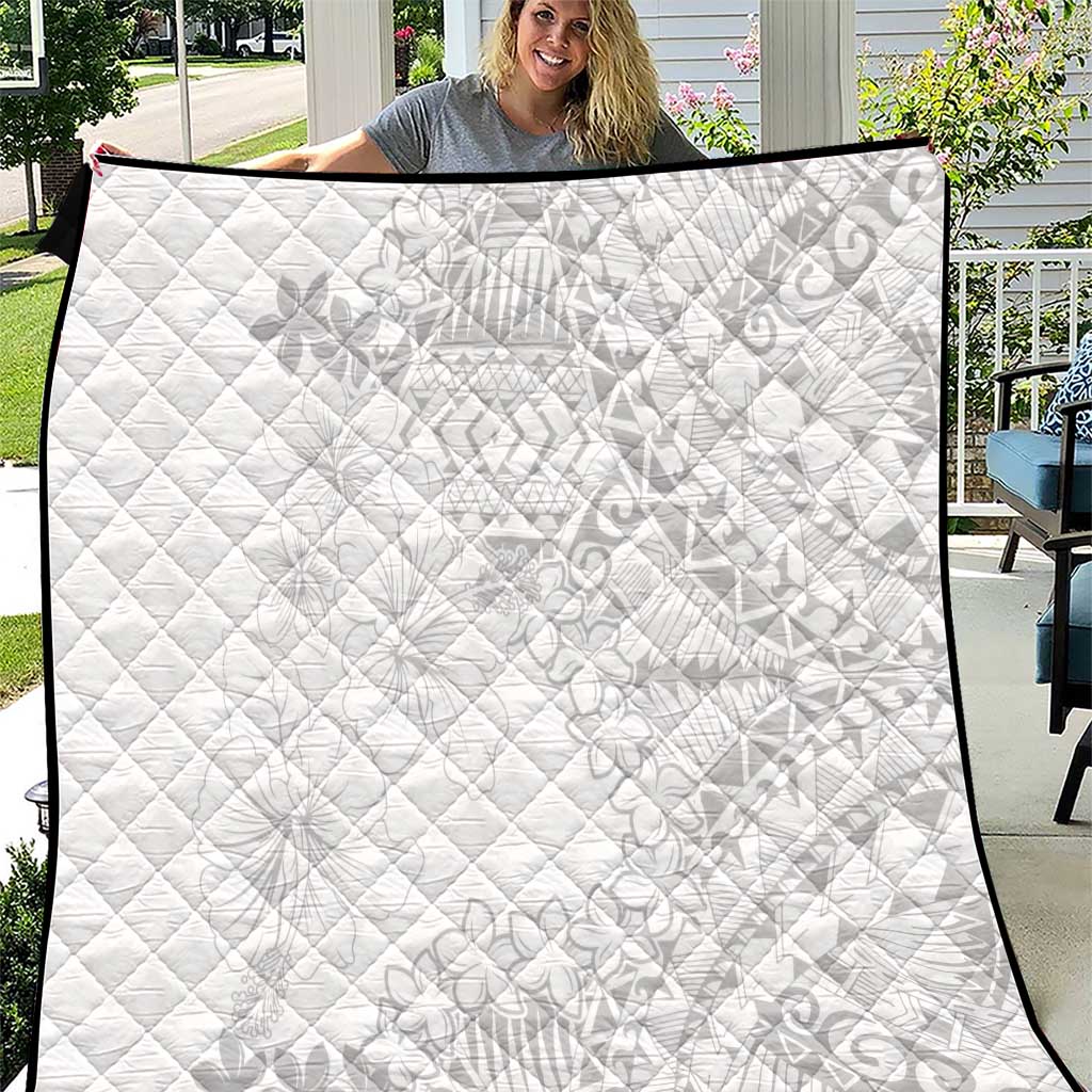 American Samoa Lotu Tamaiti Quilt White Sunday Plumeria White Vibe LT9 White - Polynesian Pride