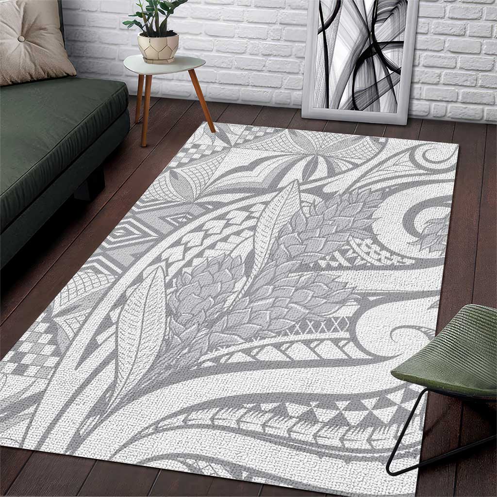 Lotu Tamaiti Samoa Siapo Area Rug White Sunday With Teuila Torch Ginger LT9 White - Polynesian Pride