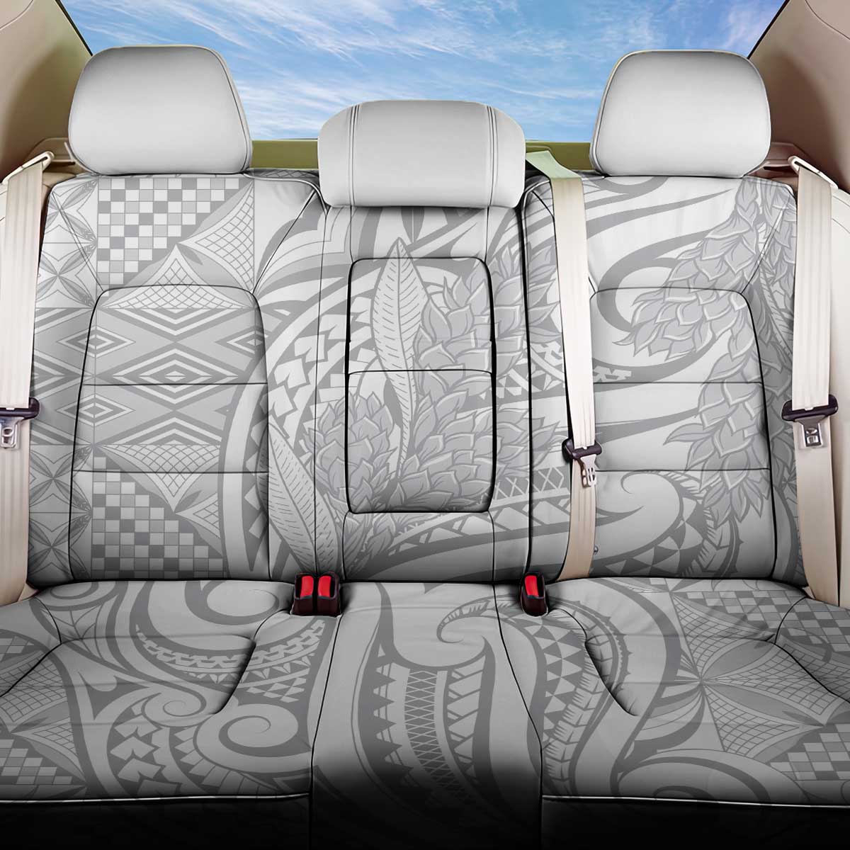Lotu Tamaiti Samoa Siapo Back Car Seat Cover White Sunday With Teuila Torch Ginger LT9 One Size White - Polynesian Pride