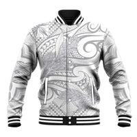 Lotu Tamaiti Samoa Siapo Baseball Jacket White Sunday With Teuila Torch Ginger LT9 Unisex White - Polynesian Pride