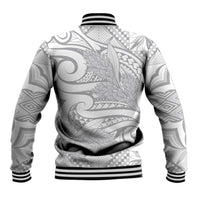 Lotu Tamaiti Samoa Siapo Baseball Jacket White Sunday With Teuila Torch Ginger LT9 - Polynesian Pride