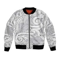 Lotu Tamaiti Samoa Siapo Bomber Jacket White Sunday With Teuila Torch Ginger LT9 Unisex White - Polynesian Pride