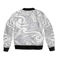 Lotu Tamaiti Samoa Siapo Bomber Jacket White Sunday With Teuila Torch Ginger LT9 - Polynesian Pride