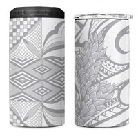 Samoa Lotu Tamaiti 4 in 1 Can Cooler Tumbler White Sunday Siapo With Teuila Torch Ginger LT9 One Size: 16 oz White - Polynesian Pride