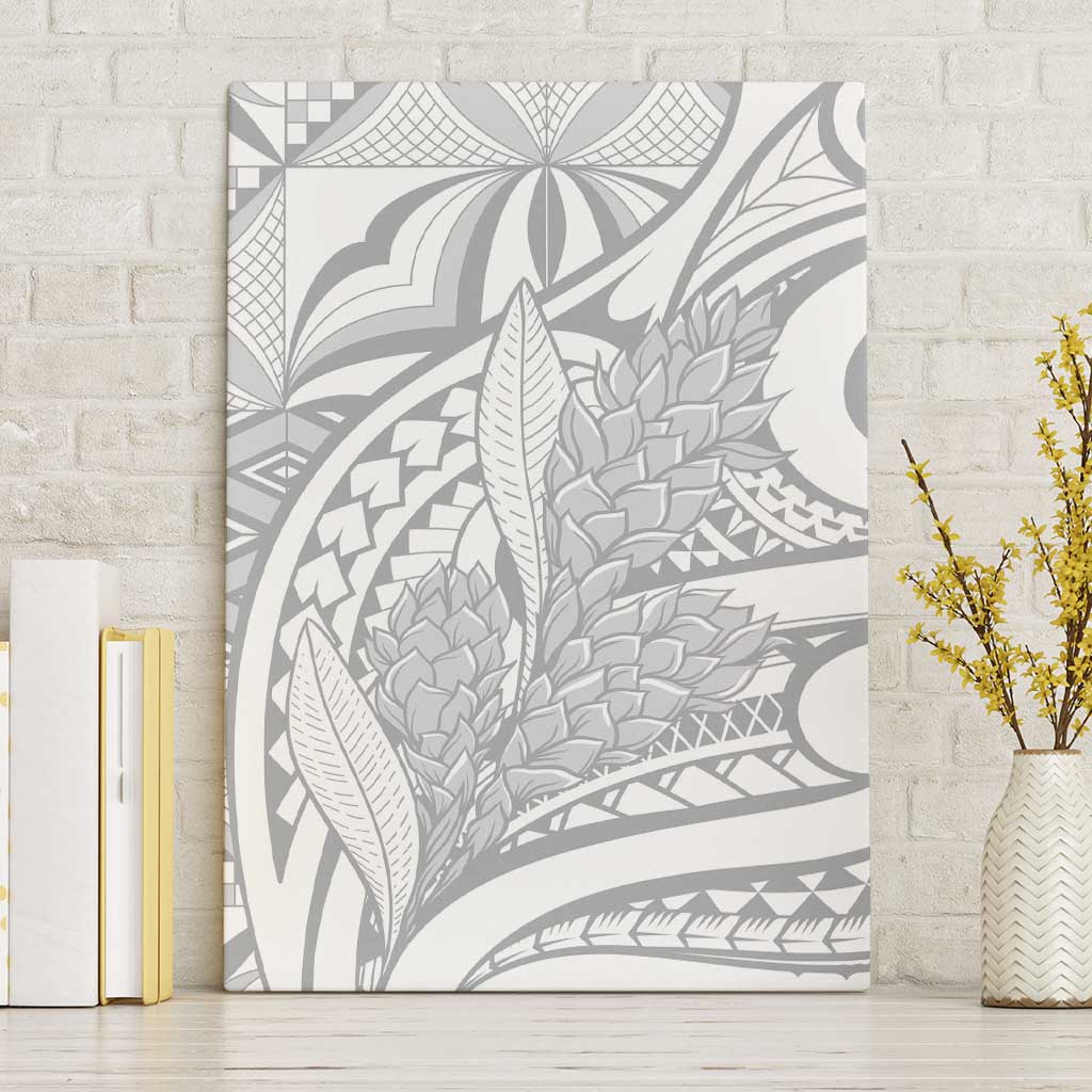 Lotu Tamaiti Samoa Siapo Canvas Wall Art White Sunday With Teuila Torch Ginger LT9 Without Frame White - Polynesian Pride