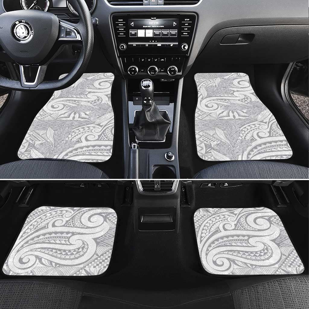 Lotu Tamaiti Samoa Siapo Car Mats White Sunday With Teuila Torch Ginger LT9 Set 4pcs White - Polynesian Pride
