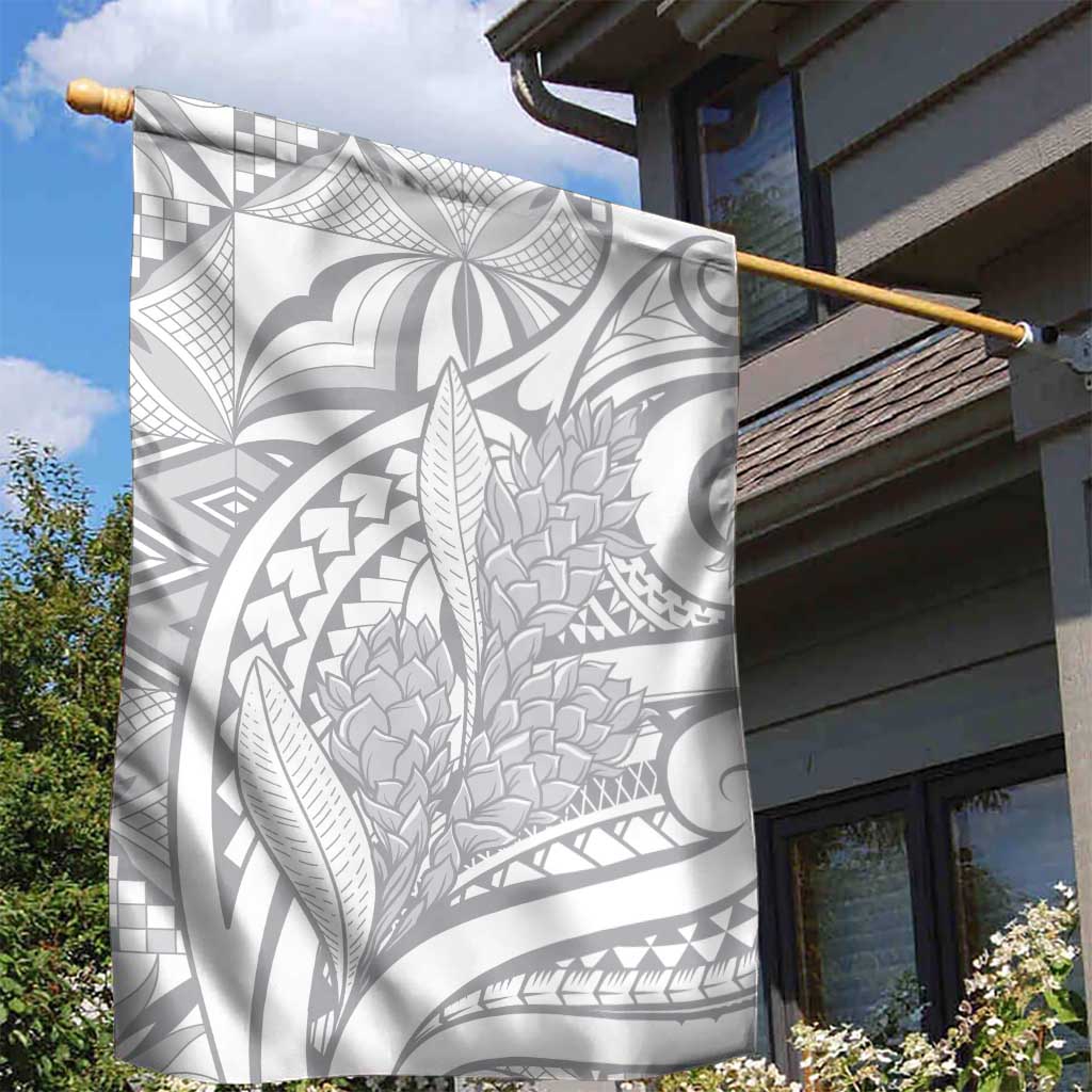 Lotu Tamaiti Samoa Siapo Garden Flag White Sunday With Teuila Torch Ginger LT9 - Polynesian Pride