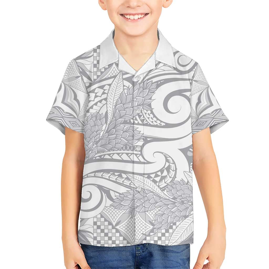 Lotu Tamaiti Samoa Siapo Kid Hawaiian Shirt White Sunday With Teuila Torch Ginger LT9 Kid White - Polynesian Pride