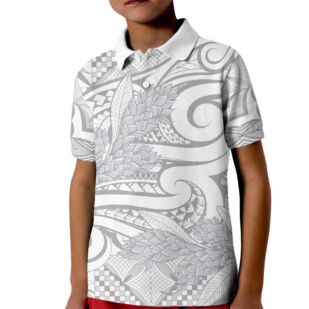 Lotu Tamaiti Samoa Siapo Kid Polo Shirt White Sunday With Teuila Torch Ginger LT9 Kid White - Polynesian Pride