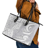 Lotu Tamaiti Samoa Siapo Leather Tote Bag White Sunday With Teuila Torch Ginger LT9 - Polynesian Pride
