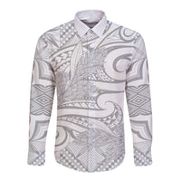 Lotu Tamaiti Samoa Siapo Long Sleeve Button Shirt White Sunday With Teuila Torch Ginger LT9 Unisex White - Polynesian Pride