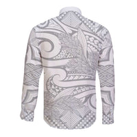 Lotu Tamaiti Samoa Siapo Long Sleeve Button Shirt White Sunday With Teuila Torch Ginger LT9 - Polynesian Pride