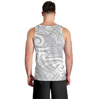 Lotu Tamaiti Samoa Siapo Men Tank Top White Sunday With Teuila Torch Ginger LT9 - Polynesian Pride