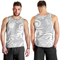 Lotu Tamaiti Samoa Siapo Men Tank Top White Sunday With Teuila Torch Ginger LT9 - Polynesian Pride