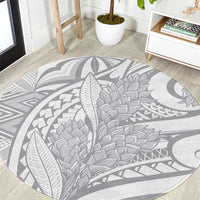 Lotu Tamaiti Samoa Siapo Round Carpet White Sunday With Teuila Torch Ginger LT9 White - Polynesian Pride