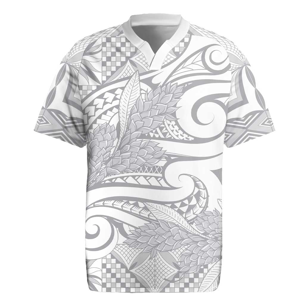 Lotu Tamaiti Samoa Siapo Rugby Jersey White Sunday With Teuila Torch Ginger LT9 White - Polynesian Pride