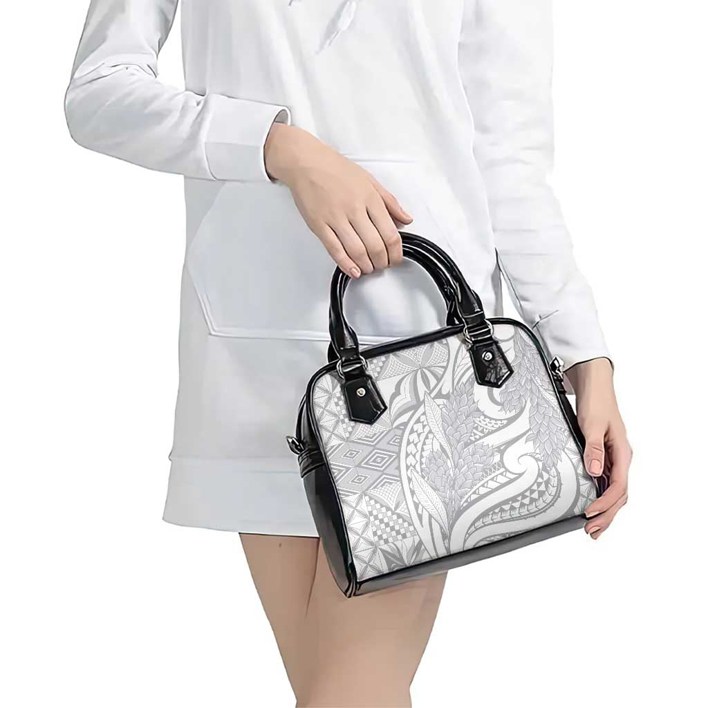 Lotu Tamaiti Samoa Siapo Shoulder Handbag White Sunday With Teuila Torch Ginger LT9 - Polynesian Pride