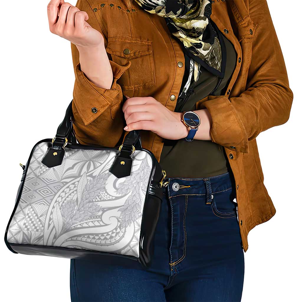Lotu Tamaiti Samoa Siapo Shoulder Handbag White Sunday With Teuila Torch Ginger LT9 - Polynesian Pride
