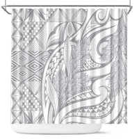 Lotu Tamaiti Samoa Siapo Shower Curtain White Sunday With Teuila Torch Ginger LT9 White - Polynesian Pride