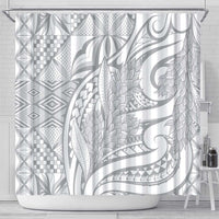 Lotu Tamaiti Samoa Siapo Shower Curtain White Sunday With Teuila Torch Ginger LT9 - Polynesian Pride