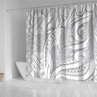 Lotu Tamaiti Samoa Siapo Shower Curtain White Sunday With Teuila Torch Ginger LT9 - Polynesian Pride