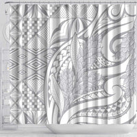 Lotu Tamaiti Samoa Siapo Shower Curtain White Sunday With Teuila Torch Ginger LT9 - Polynesian Pride