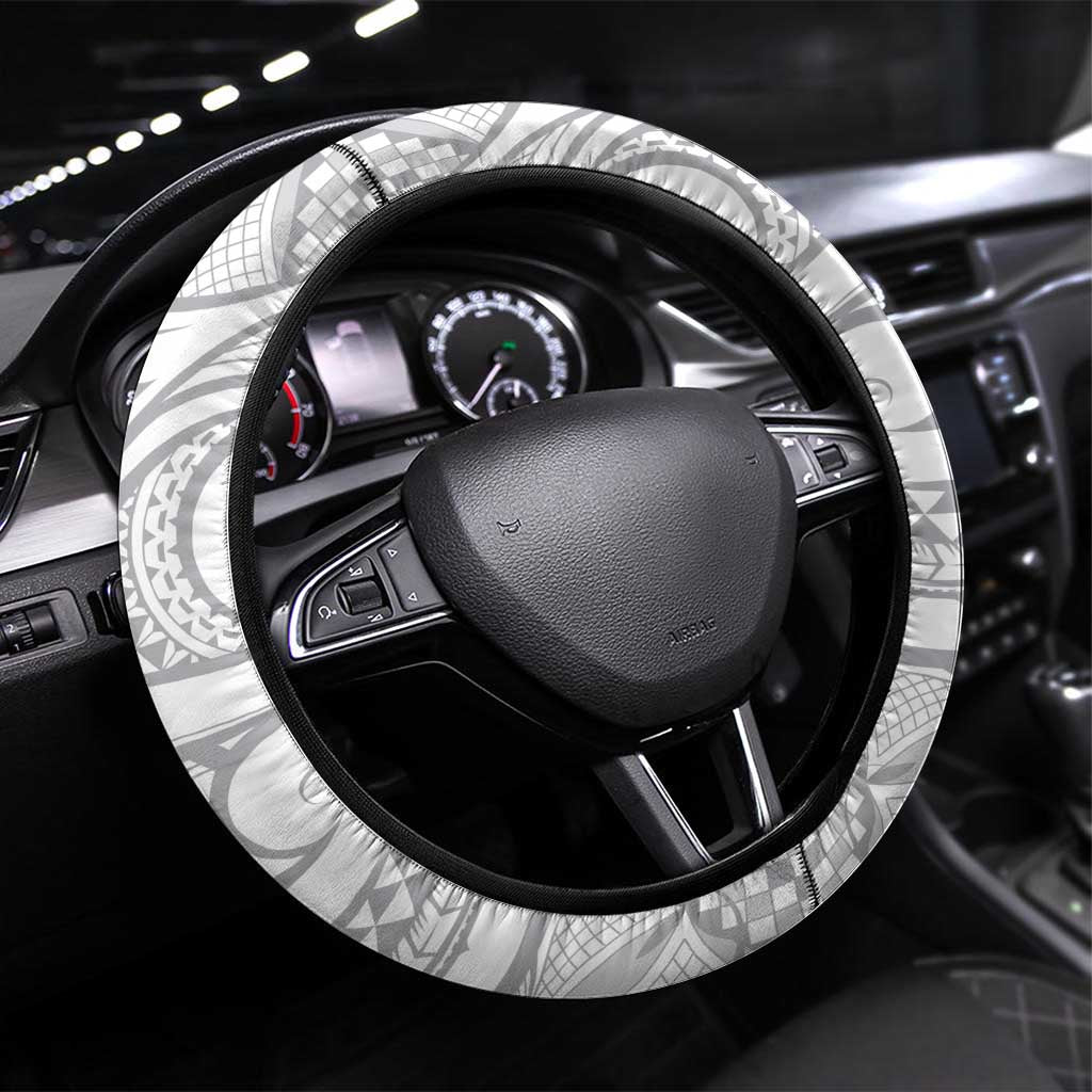 Lotu Tamaiti Samoa Siapo Steering Wheel Cover White Sunday With Teuila Torch Ginger LT9 Universal Fit White - Polynesian Pride