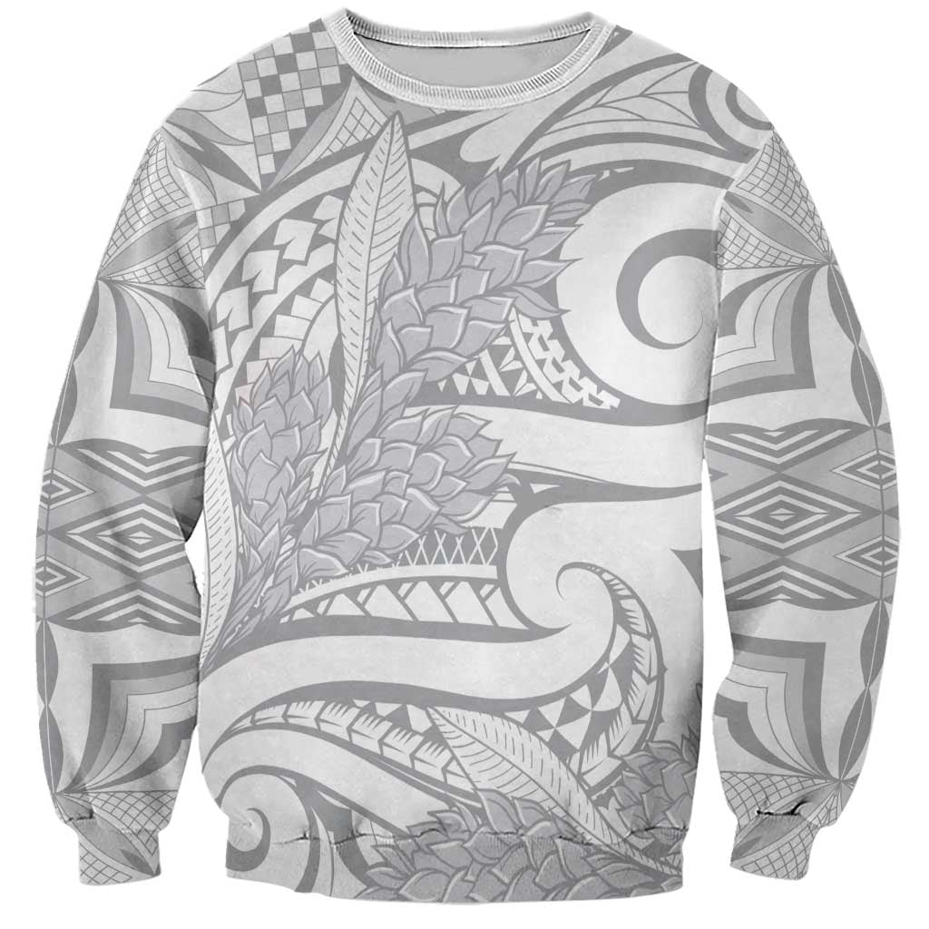 Lotu Tamaiti Samoa Siapo Sweatshirt White Sunday With Teuila Torch Ginger LT9 Unisex White - Polynesian Pride