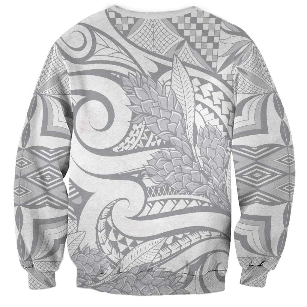 Lotu Tamaiti Samoa Siapo Sweatshirt White Sunday With Teuila Torch Ginger LT9 - Polynesian Pride