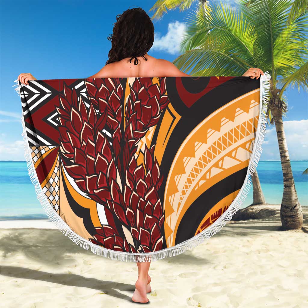 Vintage Samoa Siapo Beach Blanket With Teuila Torch Ginger LT9 - Polynesian Pride