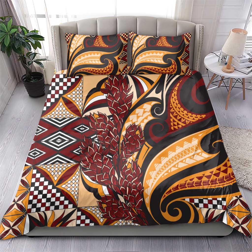 Vintage Samoa Siapo Bedding Set With Teuila Torch Ginger LT9 - Polynesian Pride