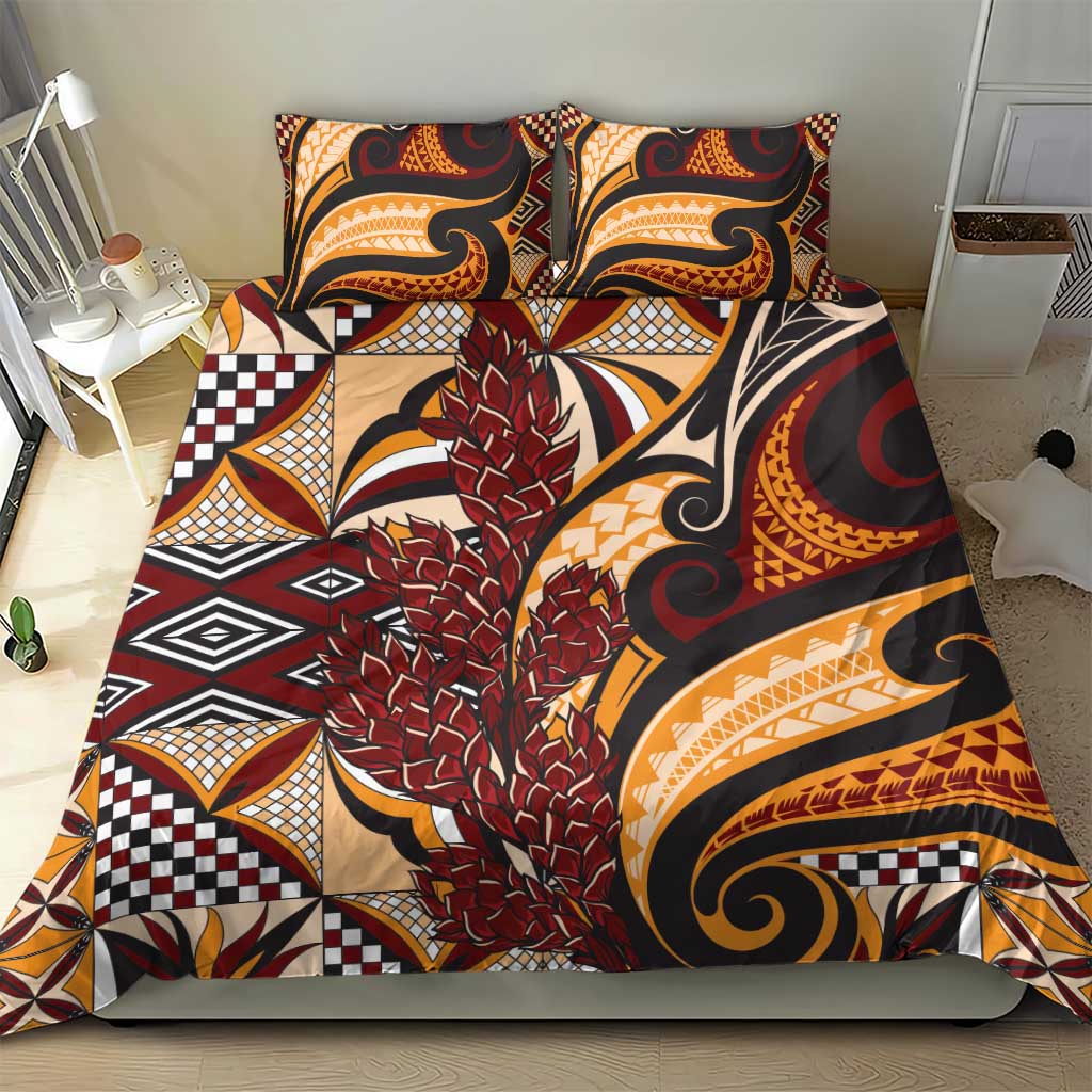 Vintage Samoa Siapo Bedding Set With Teuila Torch Ginger LT9 - Polynesian Pride