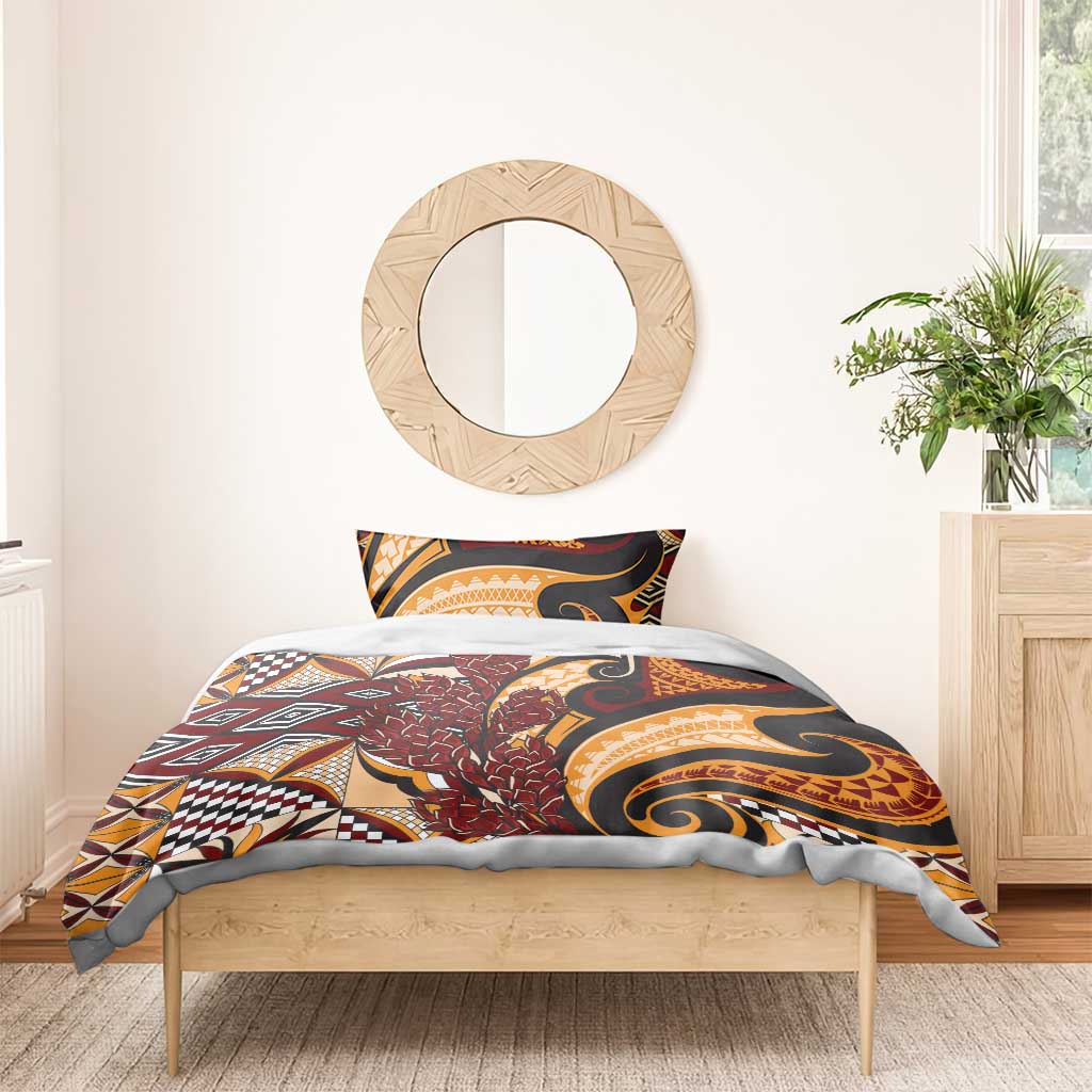 Vintage Samoa Siapo Bedding Set With Teuila Torch Ginger LT9 - Polynesian Pride