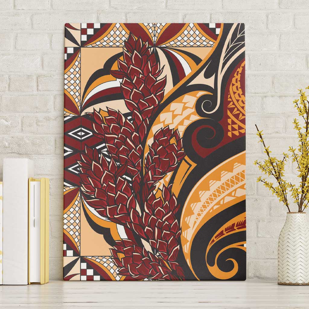 Vintage Samoa Siapo Canvas Wall Art With Teuila Torch Ginger LT9 Without Frame Art - Polynesian Pride