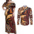 Vintage Samoa Siapo Couples Matching Off Shoulder Maxi Dress and Long Sleeve Button Shirt With Teuila Torch Ginger