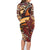 Vintage Samoa Siapo Family Matching Long Sleeve Bodycon Dress and Hawaiian Shirt With Teuila Torch Ginger