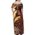 Vintage Samoa Siapo Family Matching Off Shoulder Maxi Dress and Hawaiian Shirt With Teuila Torch Ginger