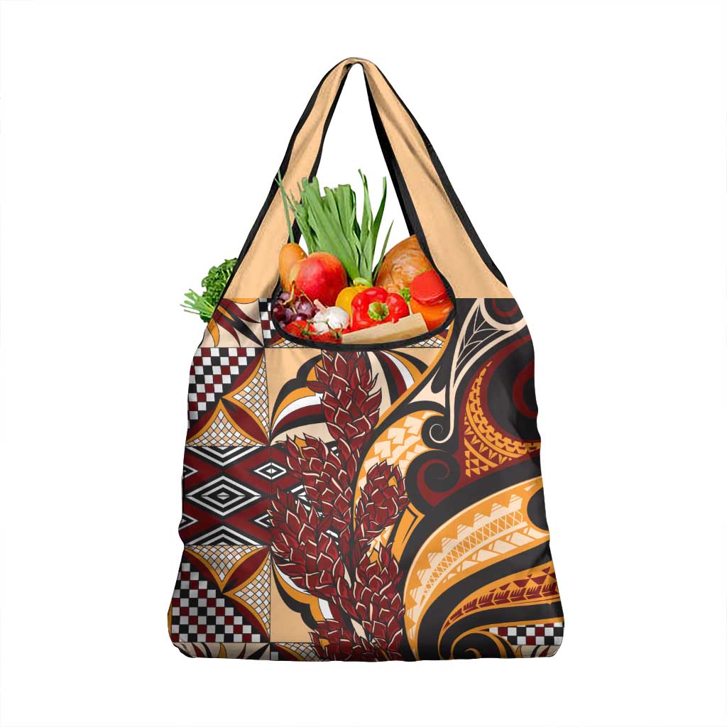 Vintage Samoa Siapo Grocery Bag With Teuila Torch Ginger LT9 1-pack One Size Art - Polynesian Pride