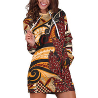 Vintage Samoa Siapo Hoodie Dress With Teuila Torch Ginger LT9 Art - Polynesian Pride
