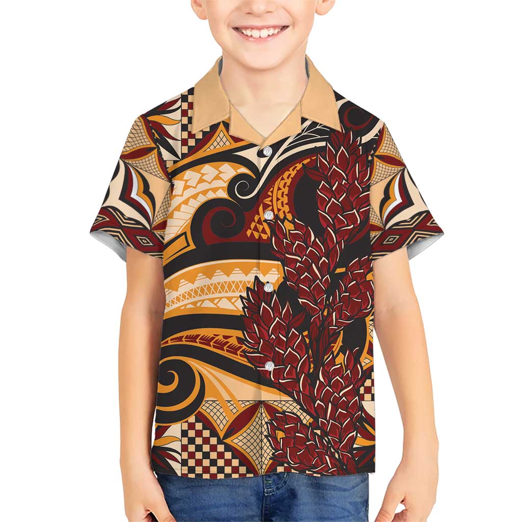 Vintage Samoa Siapo Kid Hawaiian Shirt With Teuila Torch Ginger LT9 Kid Art - Polynesian Pride
