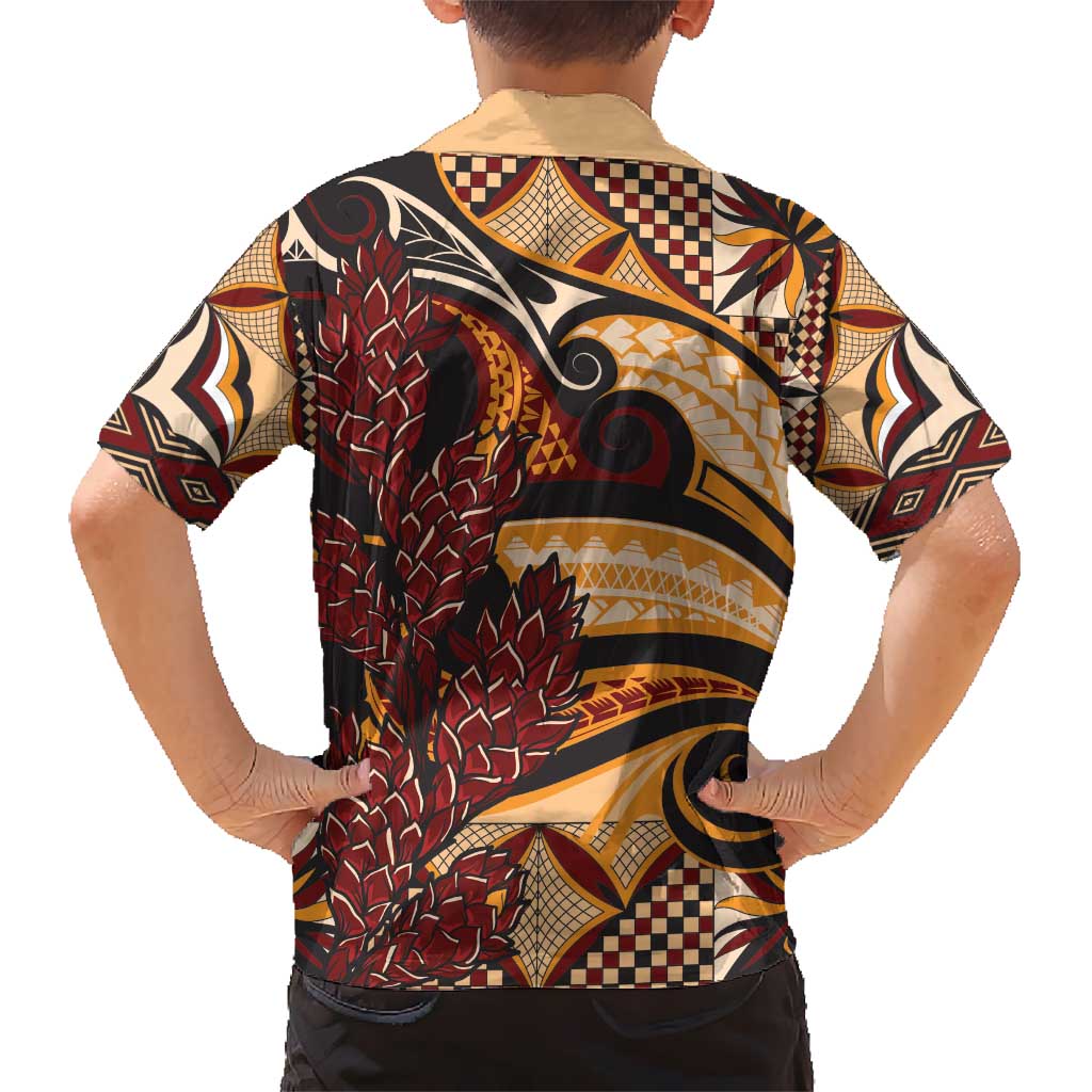 Vintage Samoa Siapo Kid Hawaiian Shirt With Teuila Torch Ginger LT9 - Polynesian Pride