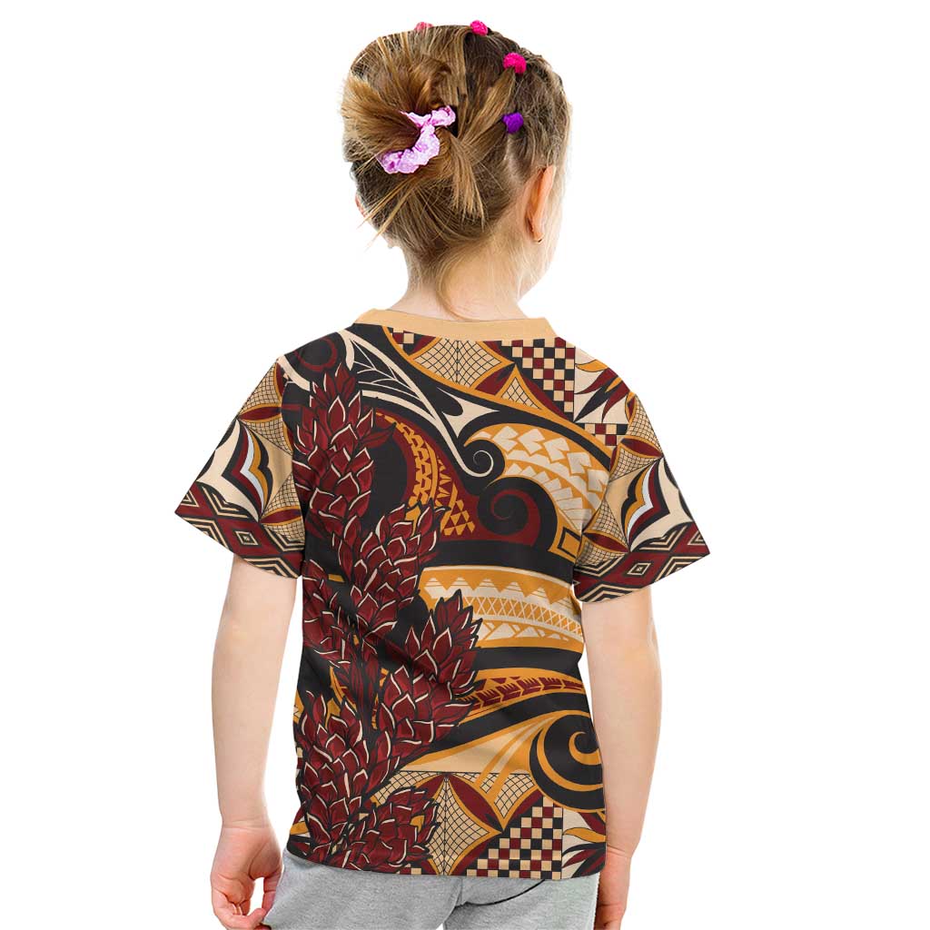 Vintage Samoa Siapo Kid T Shirt With Teuila Torch Ginger LT9 - Polynesian Pride